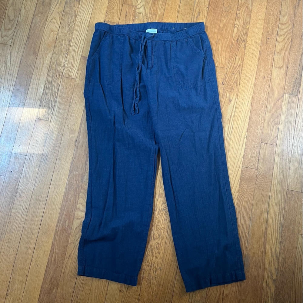 Liz Claiborne cotton linen navy pants large